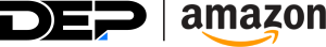 DEP and amazon logos in black
