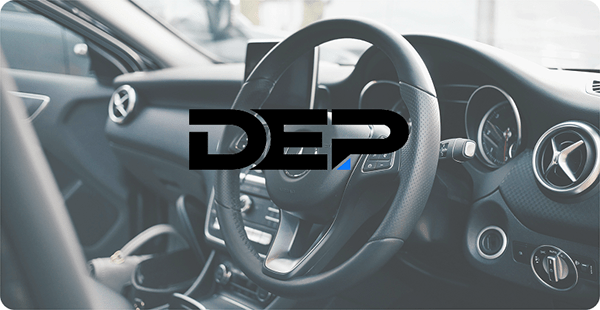 DEP logo that's hard to see against a busy background