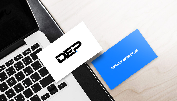 Mockup of the DEP logos on a business card