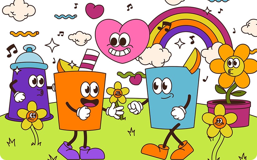 Colorful cartoony imagery
