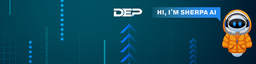 Sherpa LinkedIn header with a glowy and tech themed background