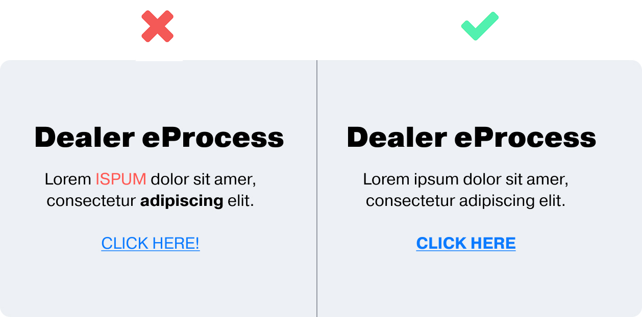 Typography with too many colors and styling variations versus typography with only 3 style variations