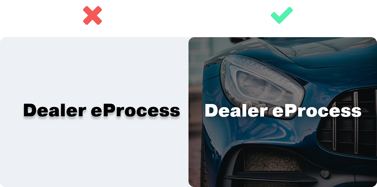 Text with a harsh drop shadow versus text with a soft subtle shadow over an image