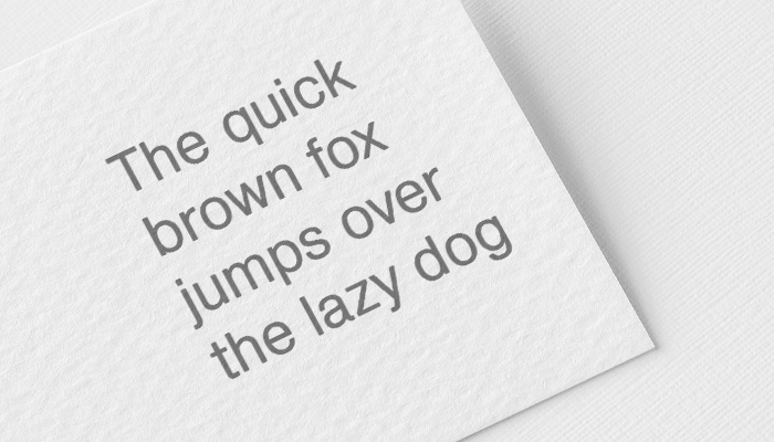 Example of the pragmatica font typed out on a business card